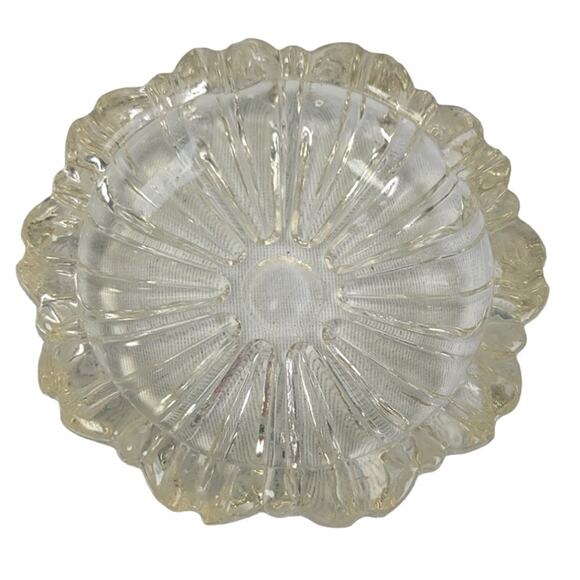 3 Vintage Cut Clear Diamond Pattern Glass Mug Plate Ashtray Mismatched Set - Picture 5 of 8